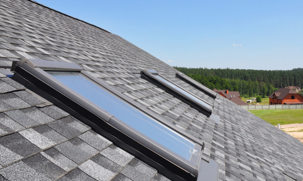 Set of skylights on a shingle roof