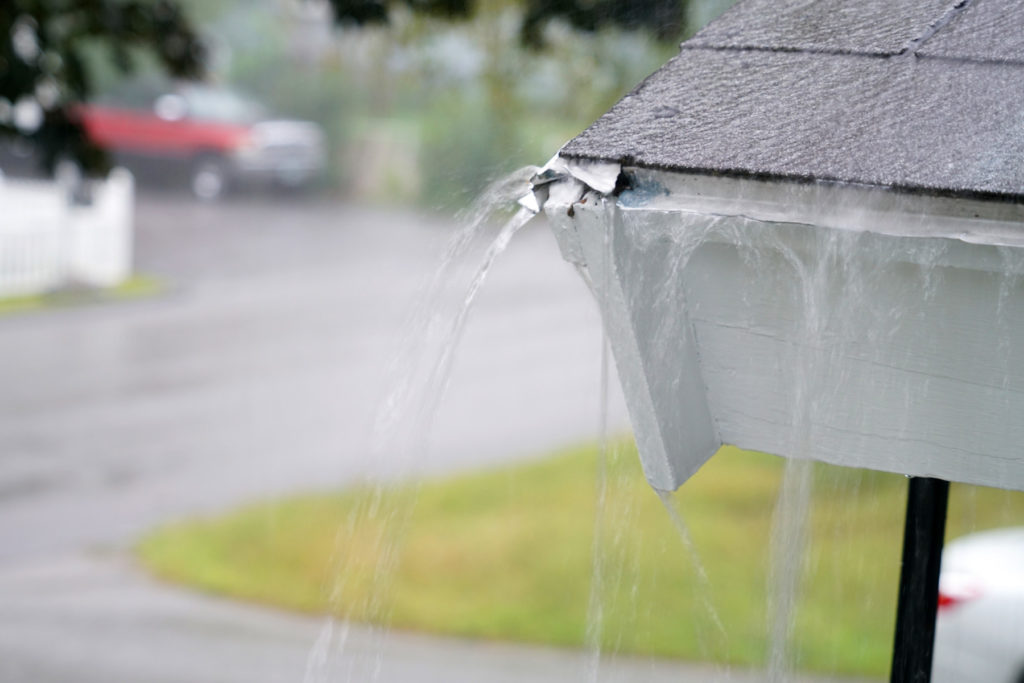 heavy rainfall on roof